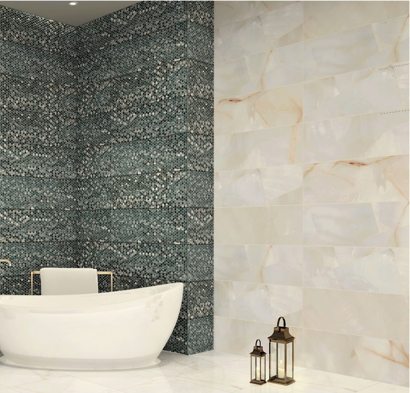 MOSAIC OCEAN TEAL MIX - (30 X 90cm) Wall Tile
