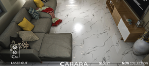 CARARA WHITE LASER CUT 11MM - (60 X 60cm) Floor Tile